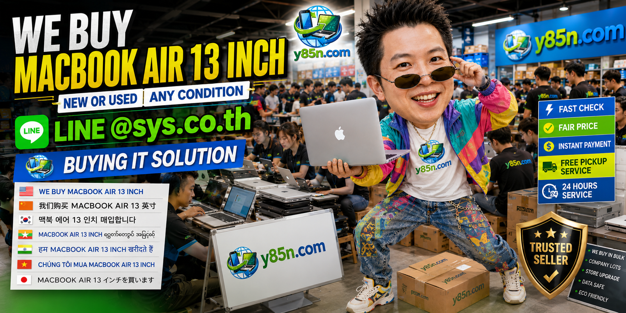 Y85N.com closing banner for MacBook Air 13 inch buying in Thailand