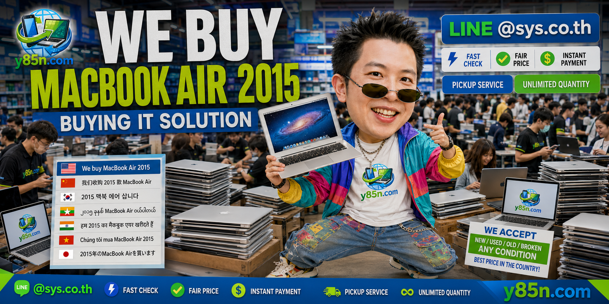 Y85N.com warehouse buying MacBook Air 2015 computers with international seller service