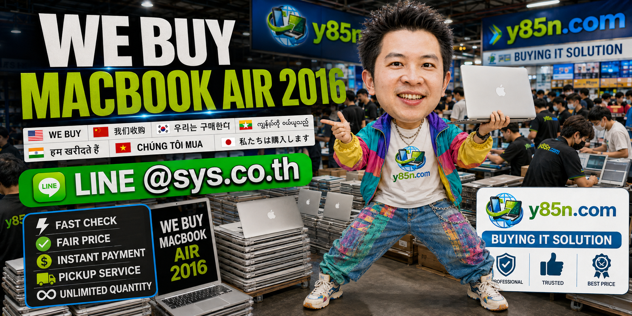 Y85N.com warehouse buying MacBook Air 2016 devices with nationwide seller support