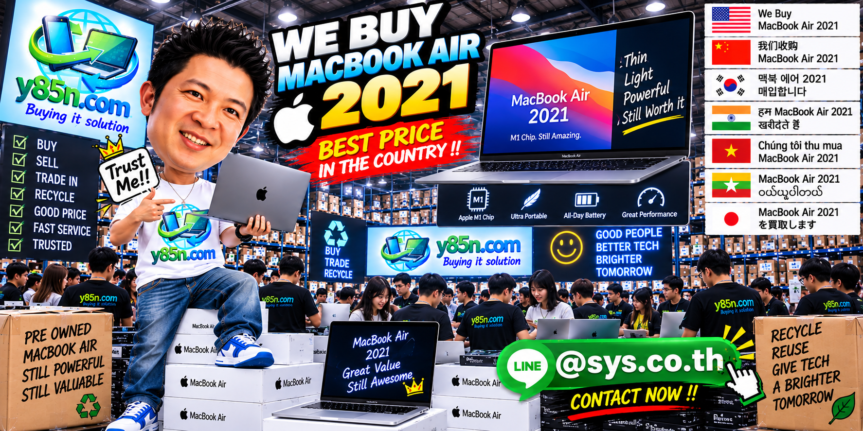 Y85N.com warehouse buying MacBook Air 2021 in Thailand