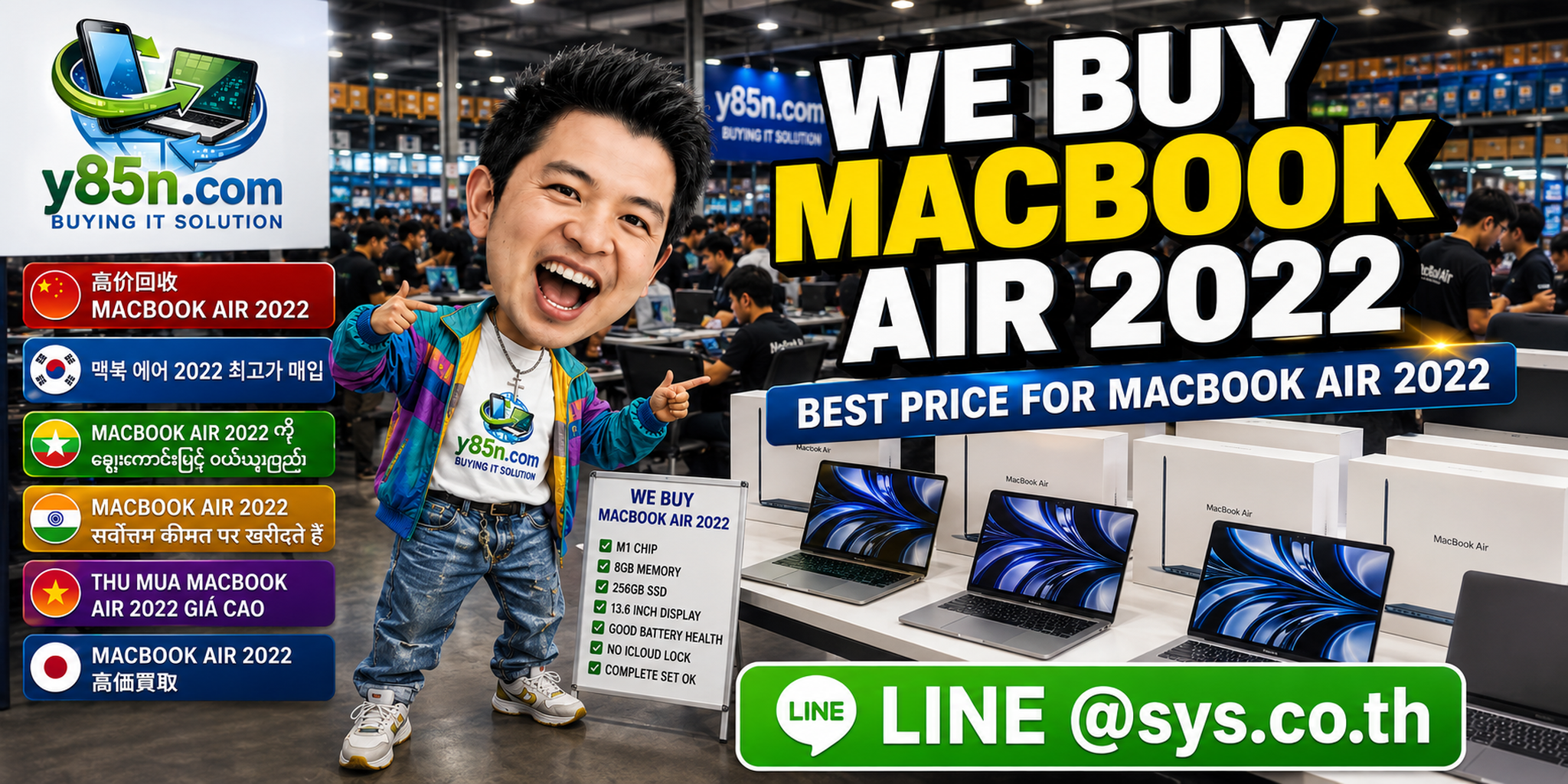 MacBook Air 2022 buying and evaluation at a busy Y85N.com IT warehouse