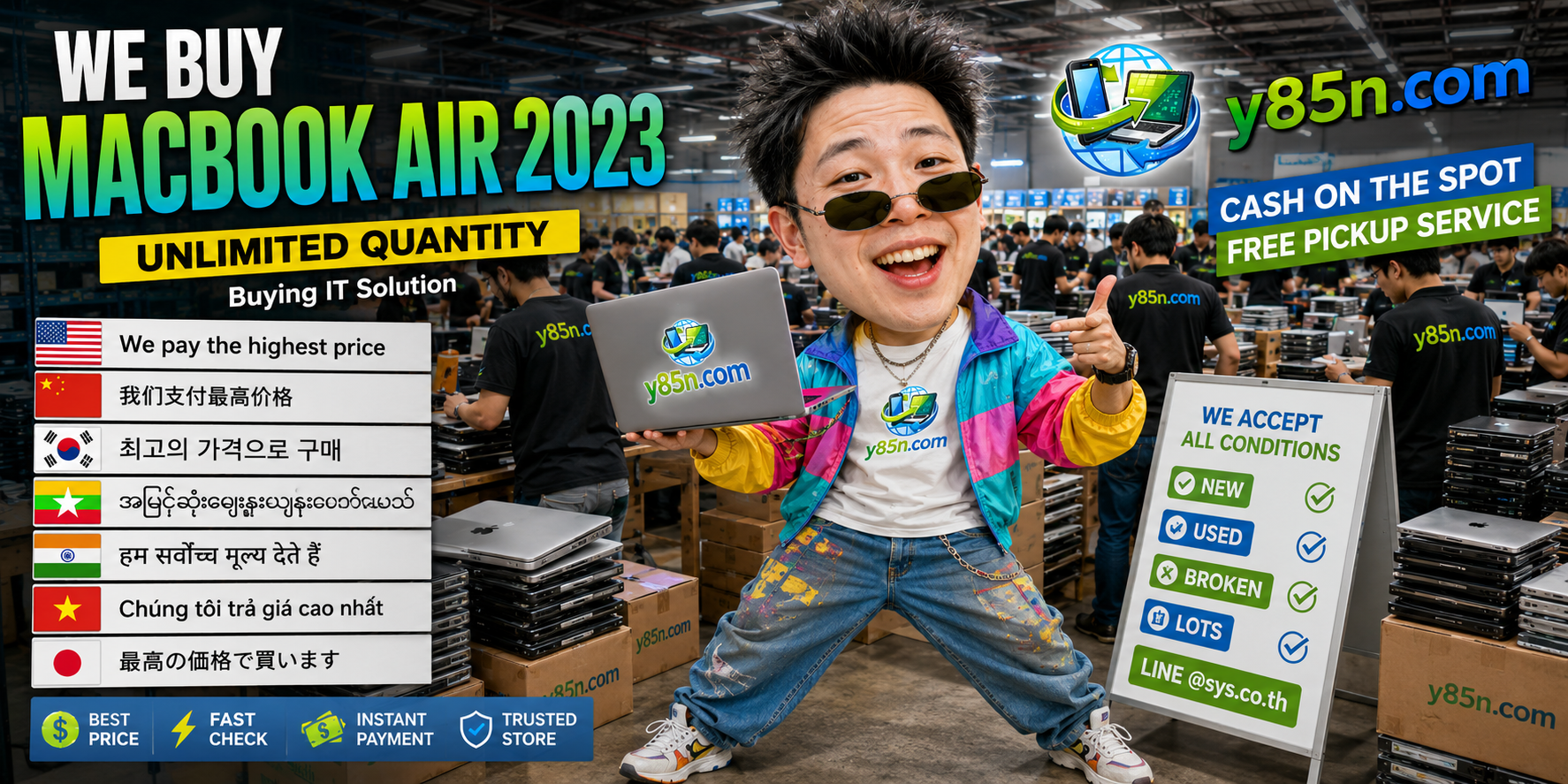 Y85N.com We Buy MacBook Air 2023 final warehouse banner