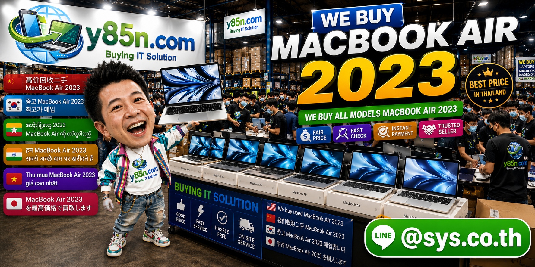 Y85N.com warehouse buying MacBook Air 2023 in Thailand