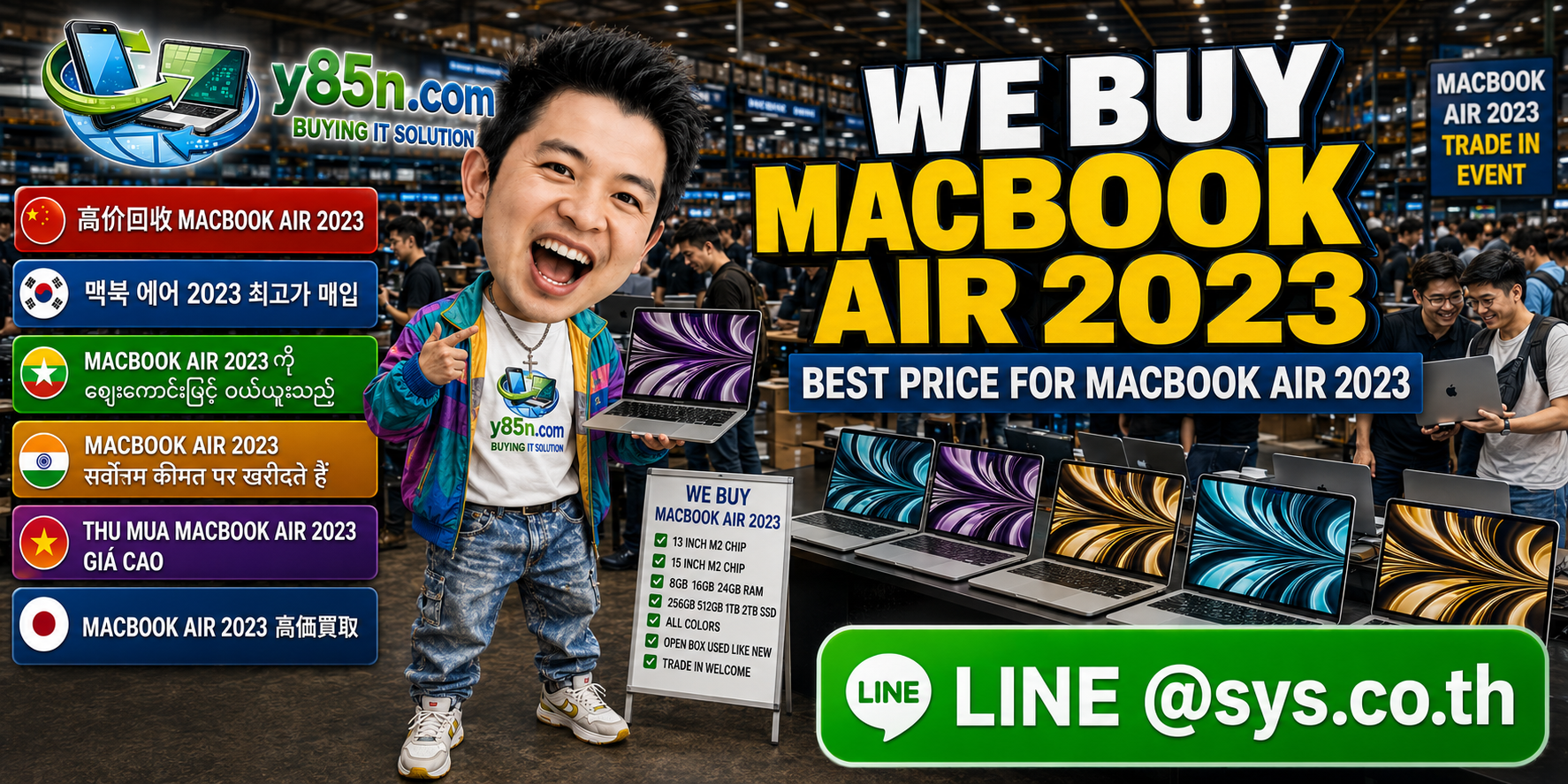 Y85N.com MacBook Air 2023 buying warehouse in Thailand