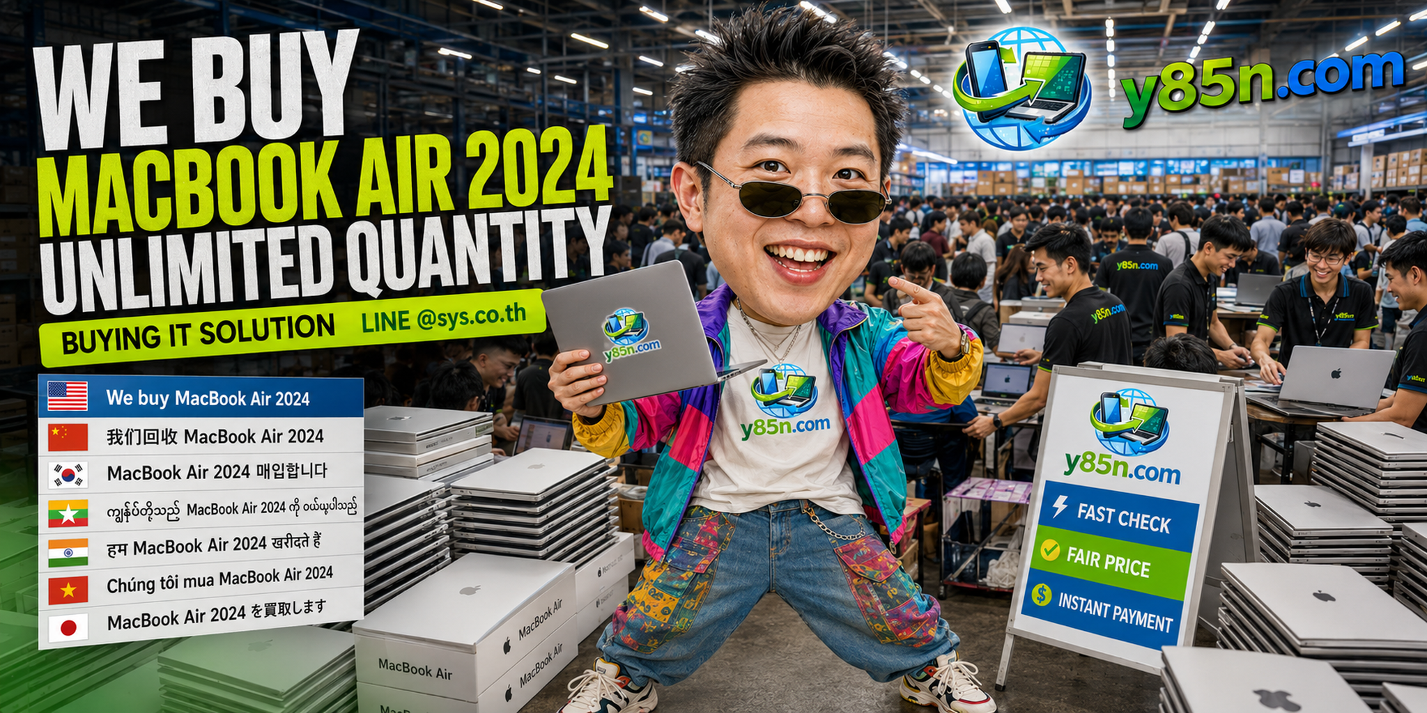 Y85N.com warehouse buying MacBook Air 2024 with international seller support