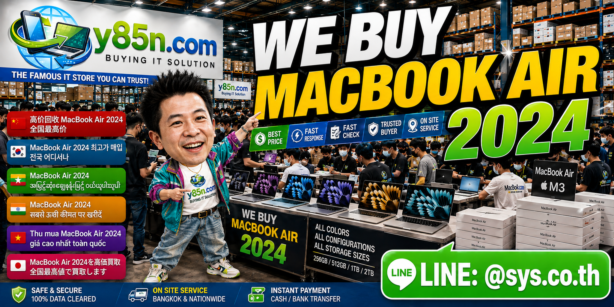 Busy Y85N.com MacBook Air 2024 buying warehouse in Thailand