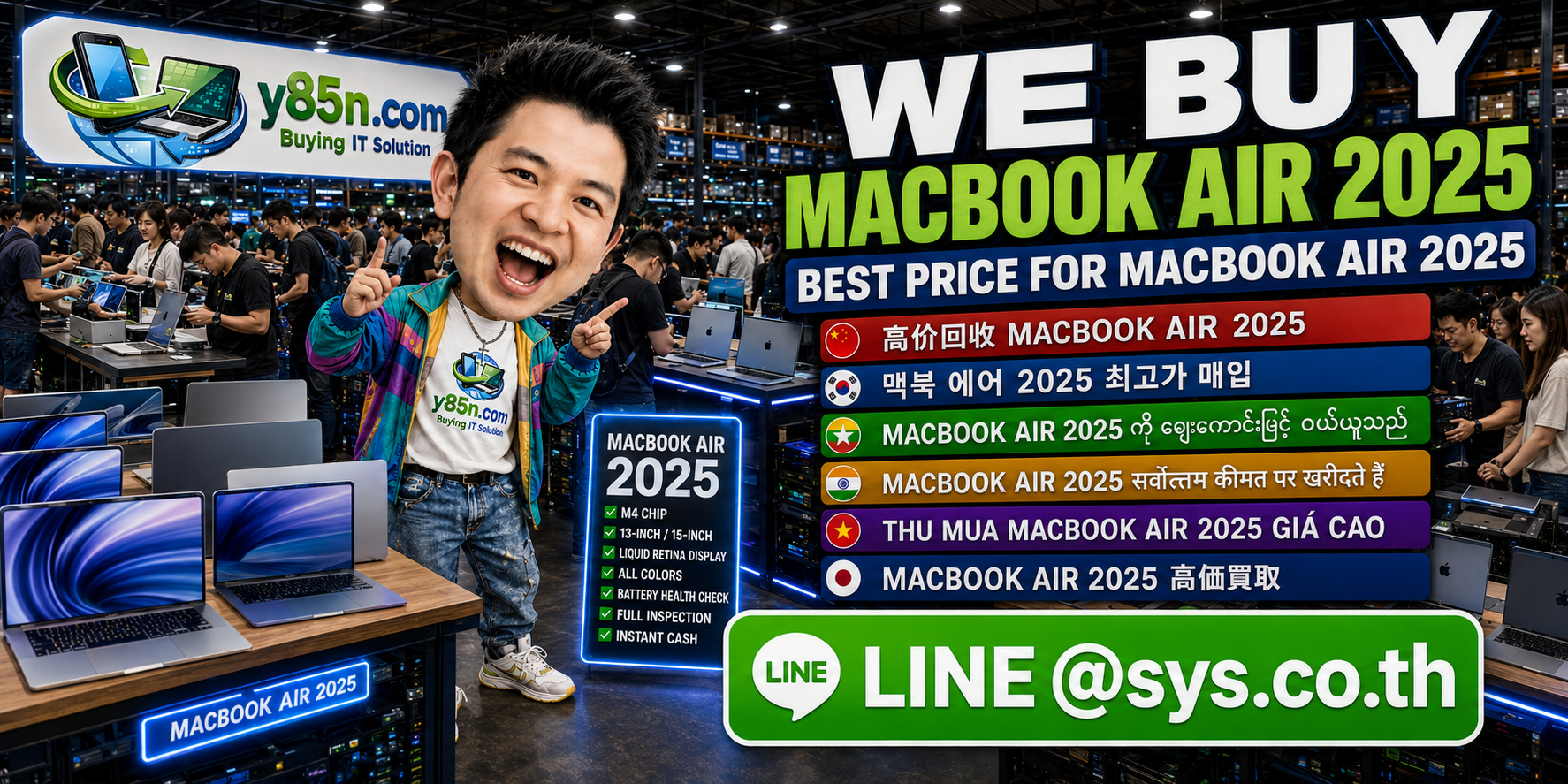 MacBook Air 2025 warehouse service image for Y85N.com
