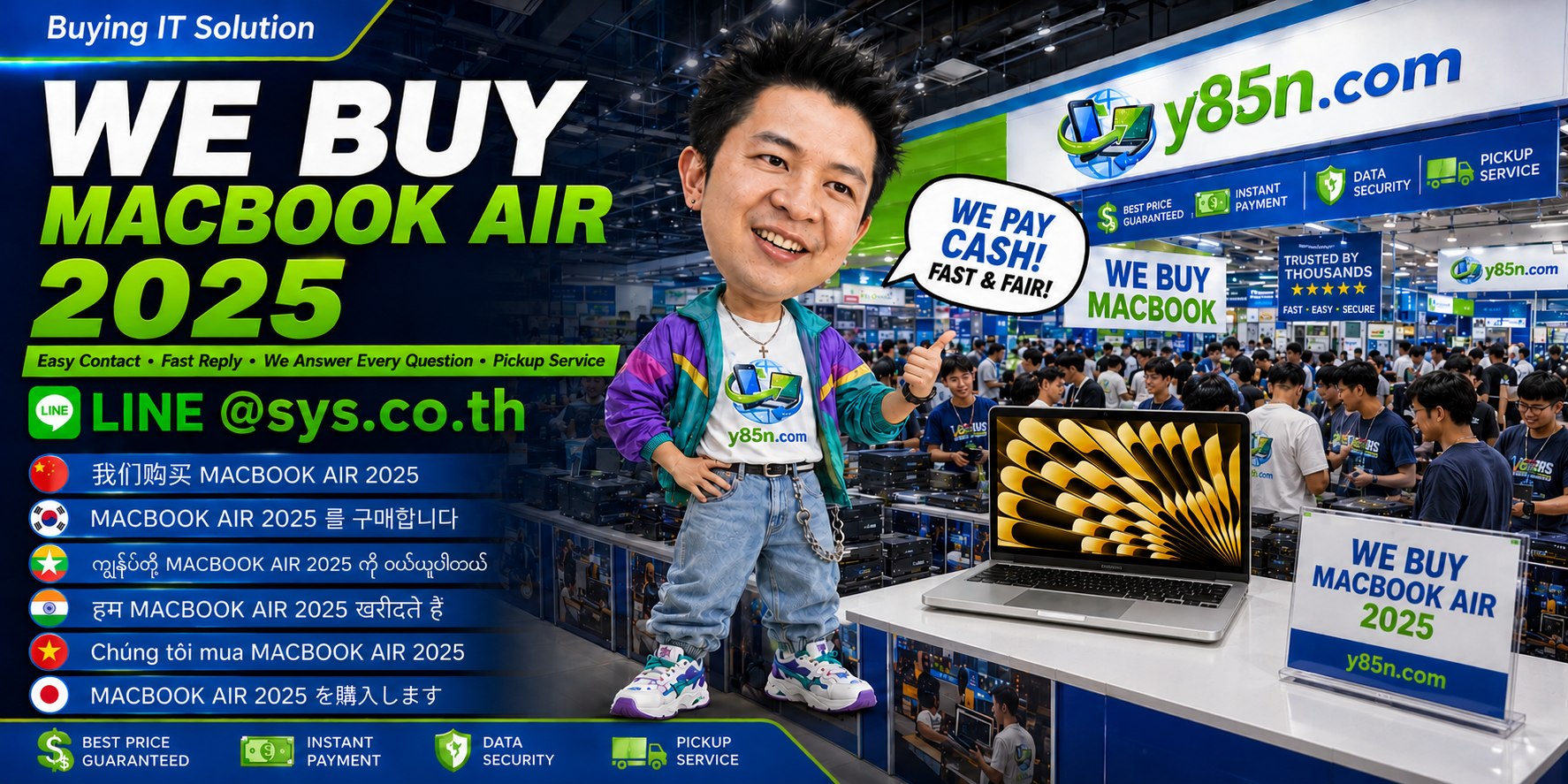 Contact banner for MacBook Air 2025 buying via LINE at sys.co.th