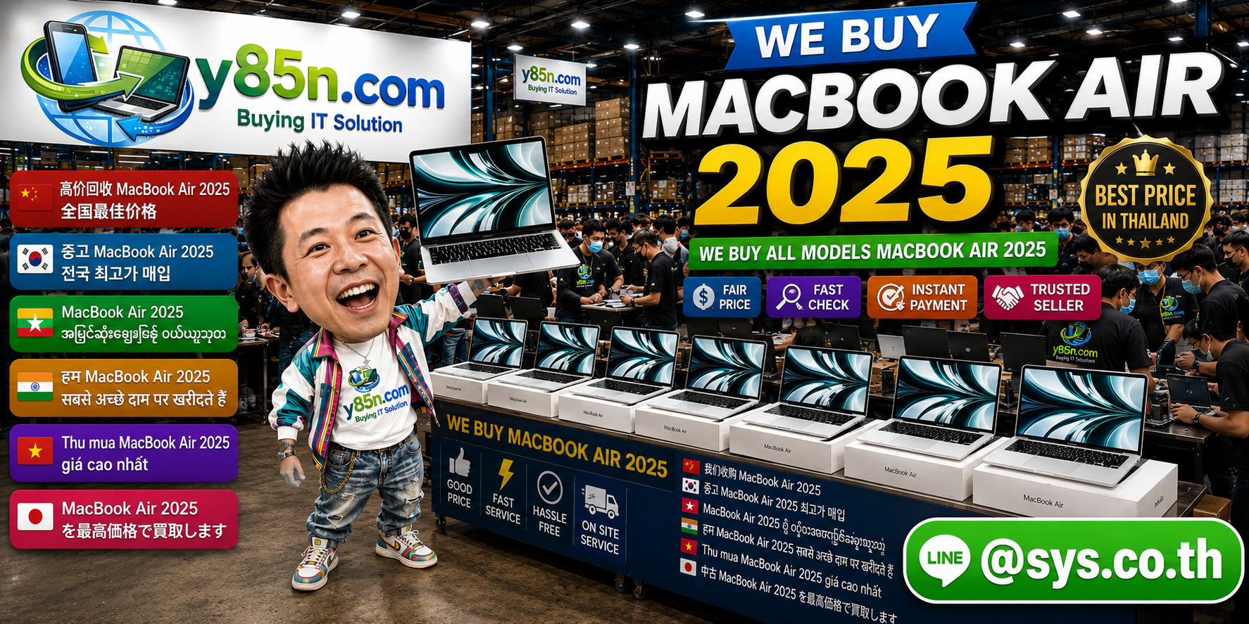 Warehouse style MacBook Air 2025 buying area at Y85N.com