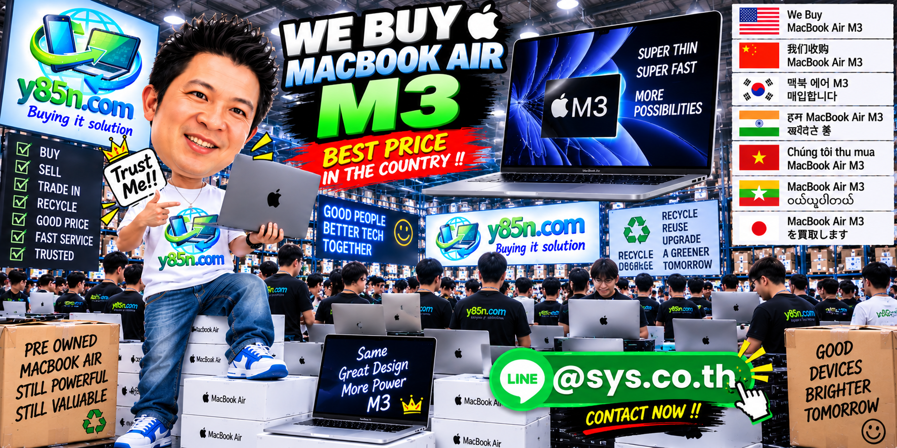 Y85N.com warehouse buying MacBook Air M3 with international seller support