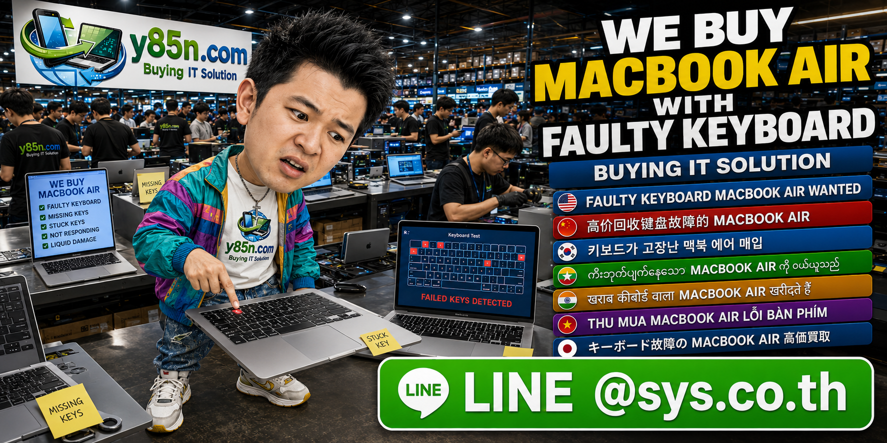 Y85N.com direct buying process for faulty keyboard MacBook Air and IT equipment