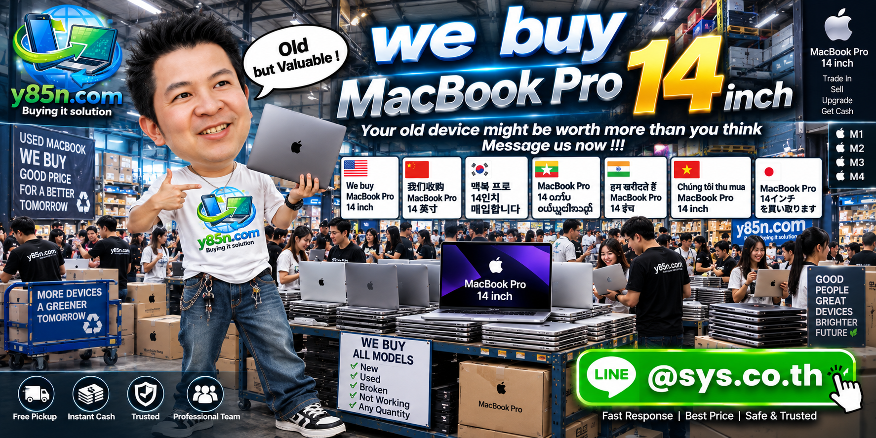 Busy Y85N.com warehouse buying MacBook Pro 14 Inch models in Thailand