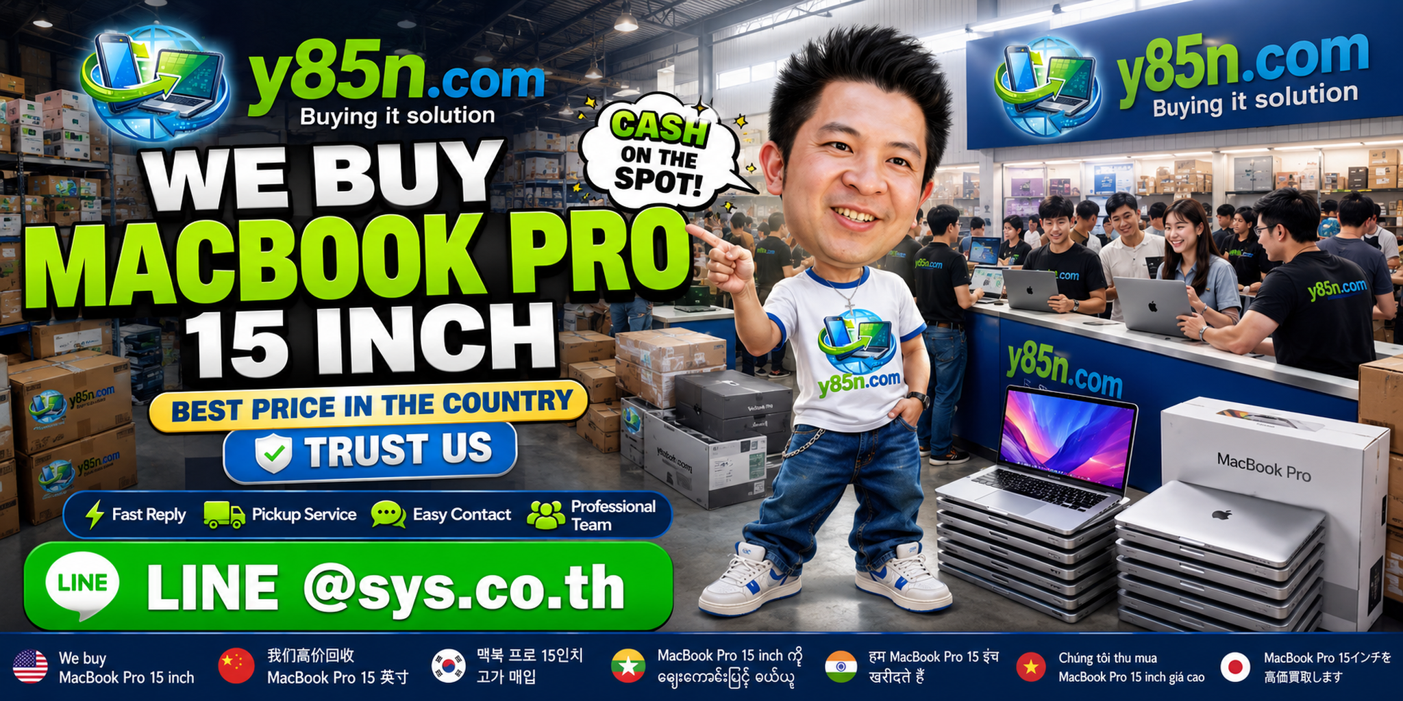 Y85N.com warehouse buying MacBook Pro 15 inch from sellers across Thailand