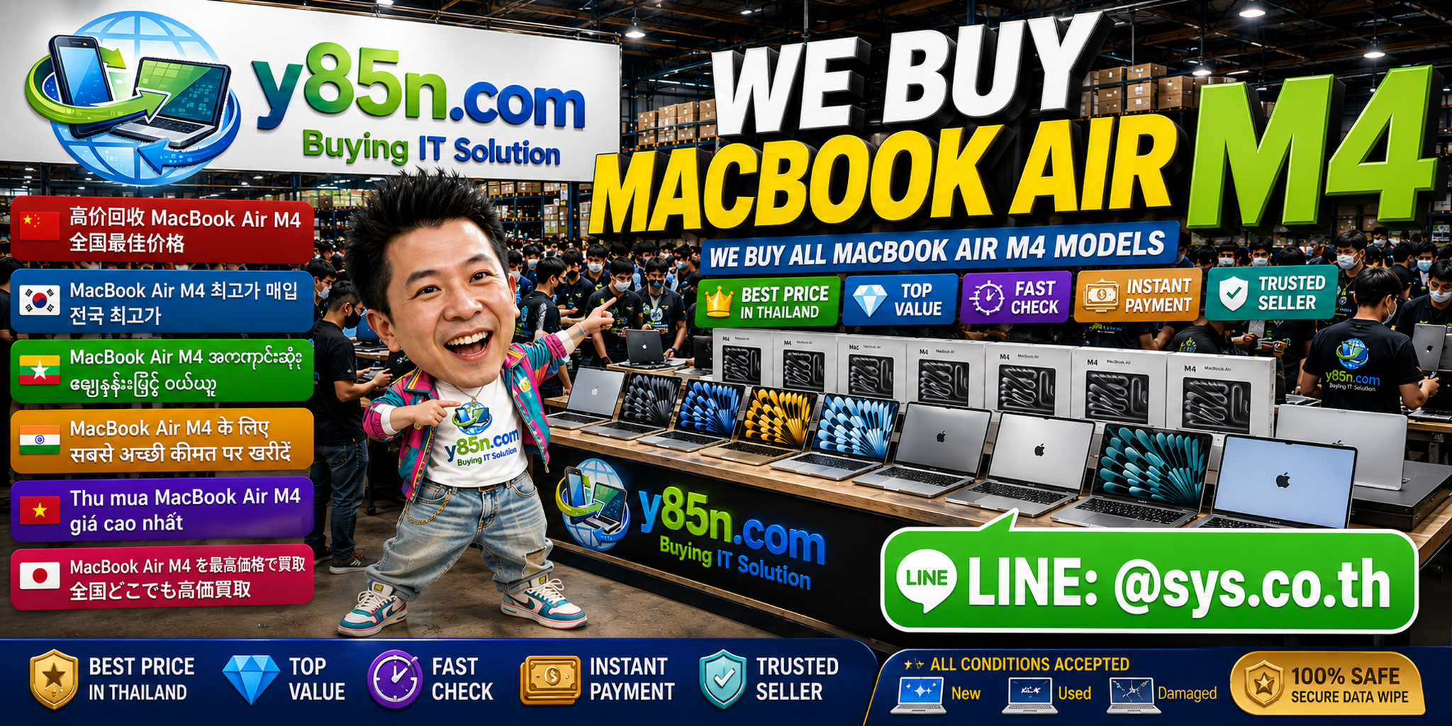 Y85N.com warehouse MacBook buying campaign in Thailand