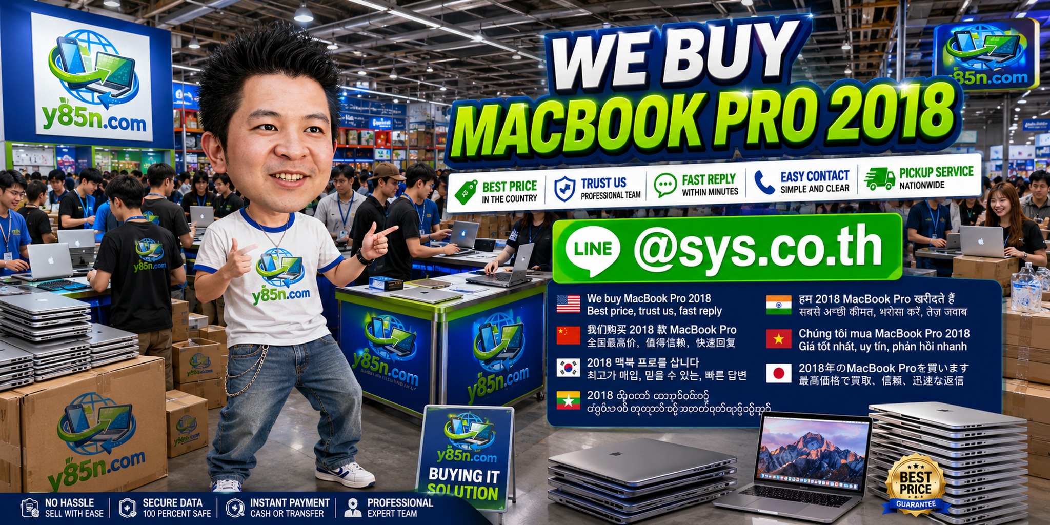 Y85N.com warehouse buying MacBook Pro 2018 from sellers across Thailand