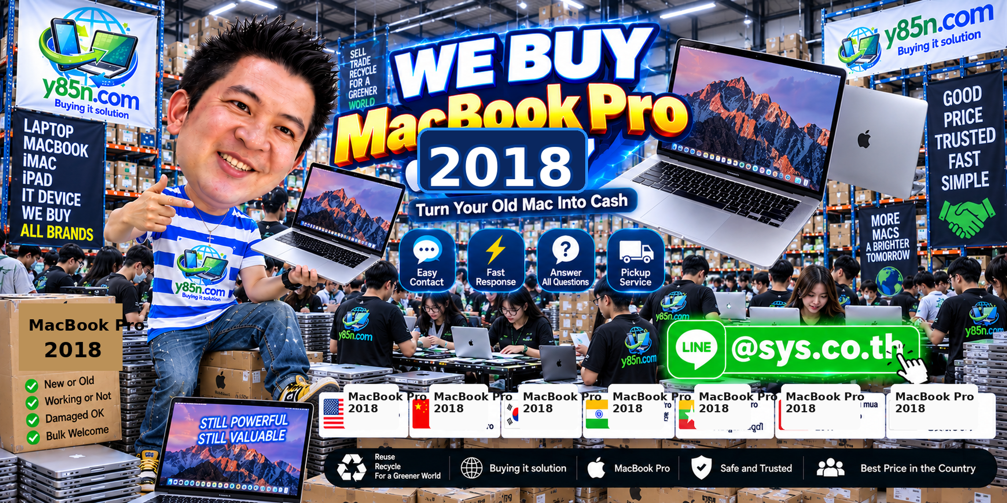 Y85N.com MacBook Pro 2018 buying and pickup service in Thailand