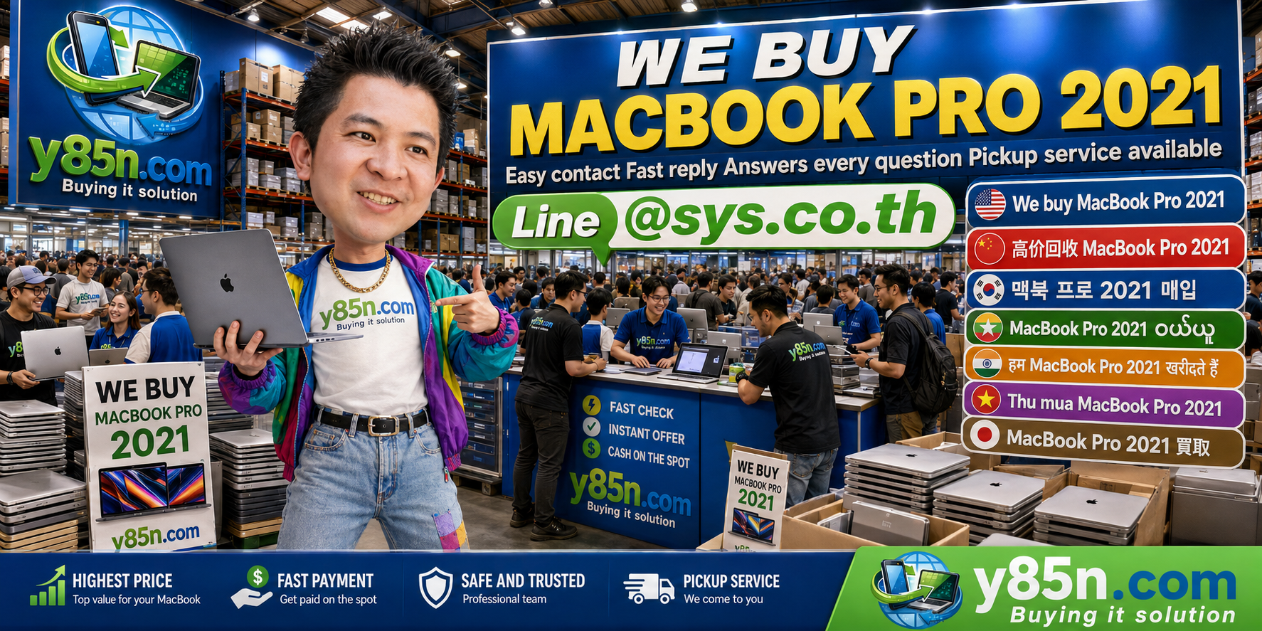Y85N.com MacBook Pro 2021 contact banner with LINE at sys.co.th