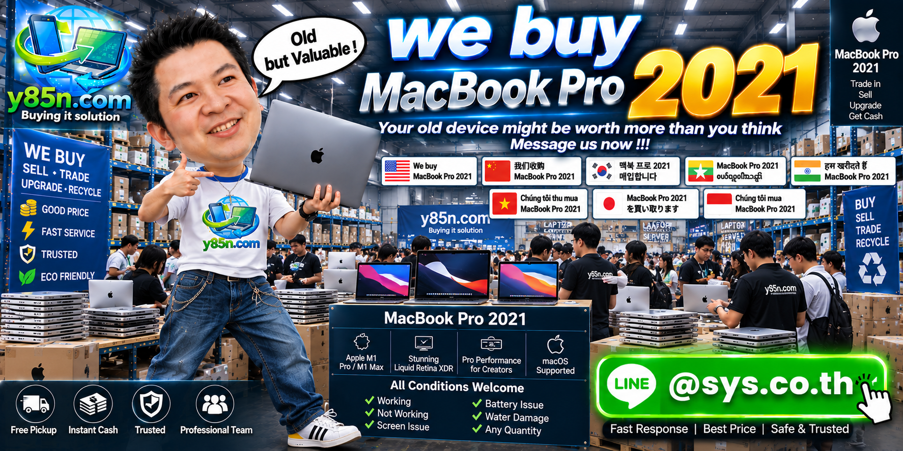 Y85N.com warehouse buying MacBook Pro 2021 computers in Thailand