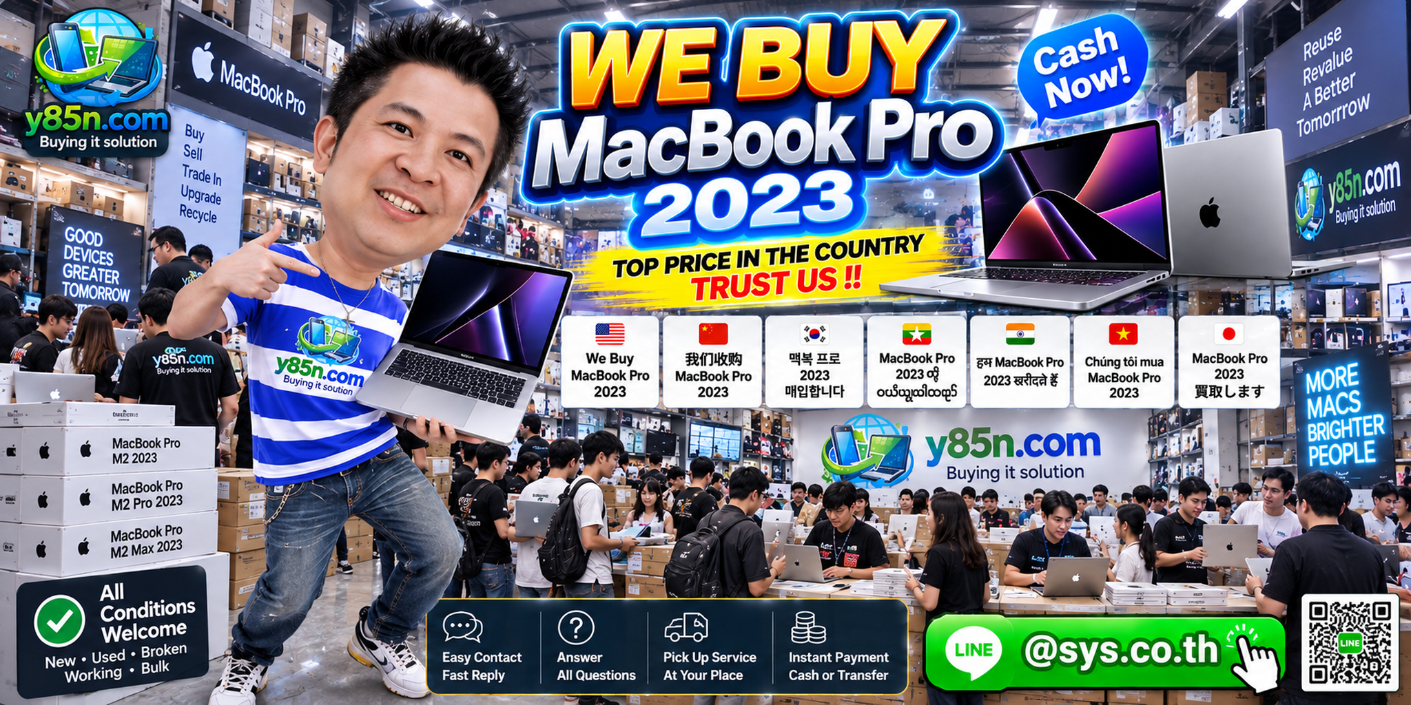 Y85N.com warehouse buying MacBook Pro 2023 from sellers across Thailand