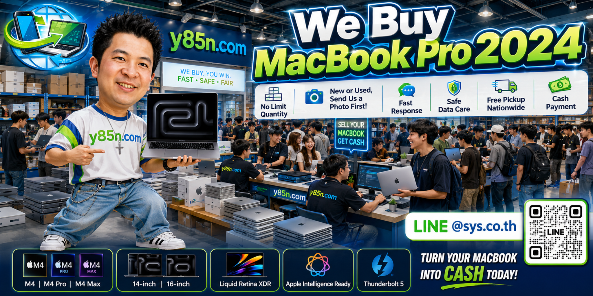 Y85N.com MacBook Pro 2024 buying warehouse with international seller service