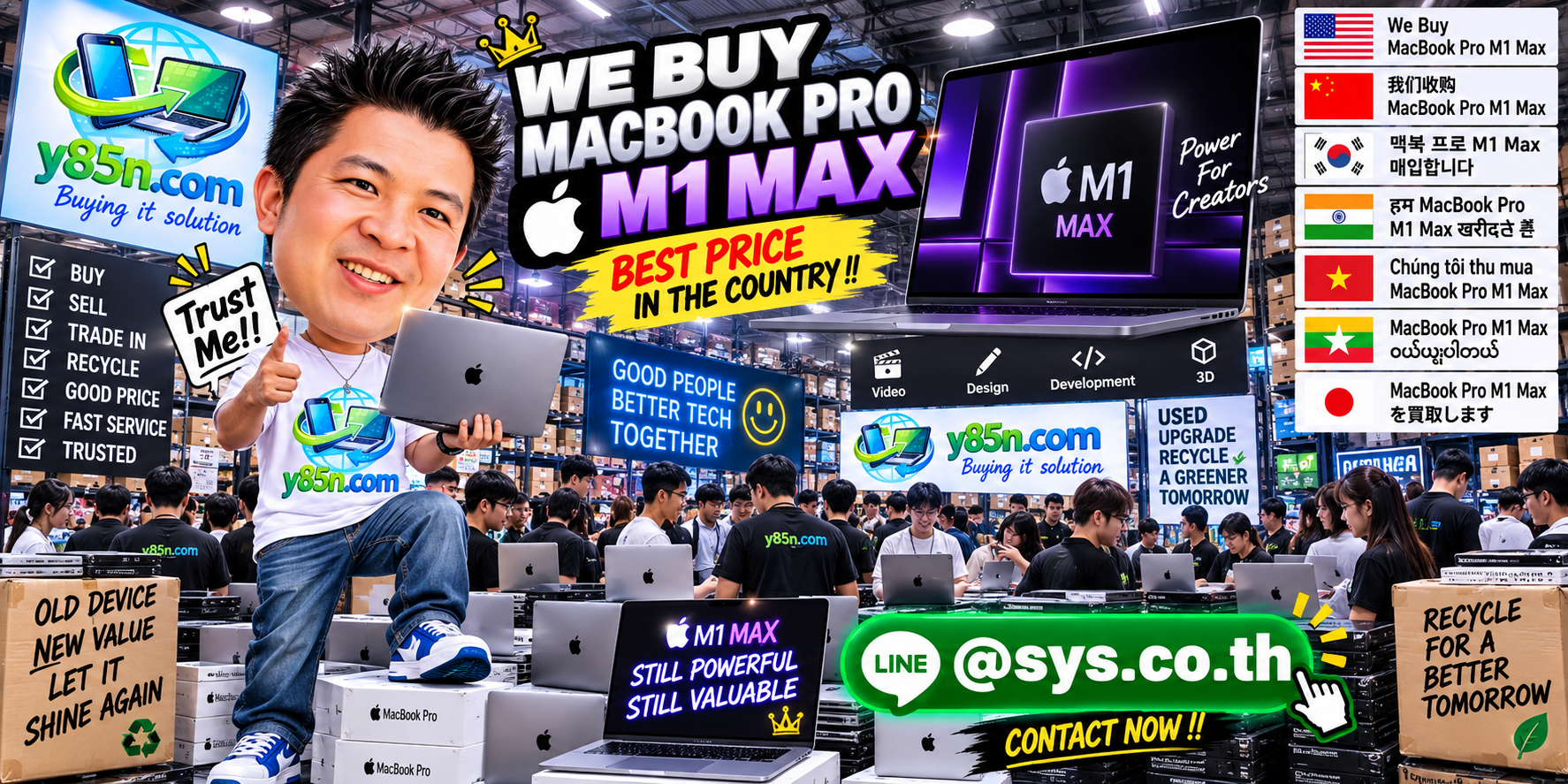 Y85N.com warehouse buying MacBook Pro M1 Max from sellers across Thailand