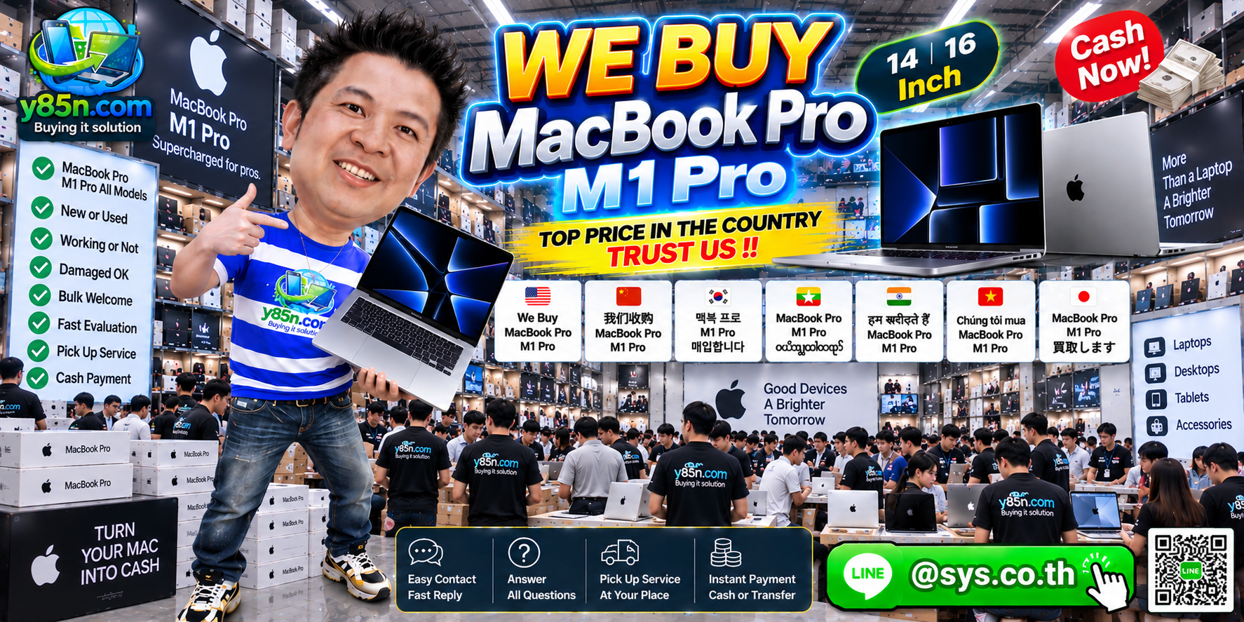 Y85N.com warehouse buying MacBook Pro M1 Pro in Thailand