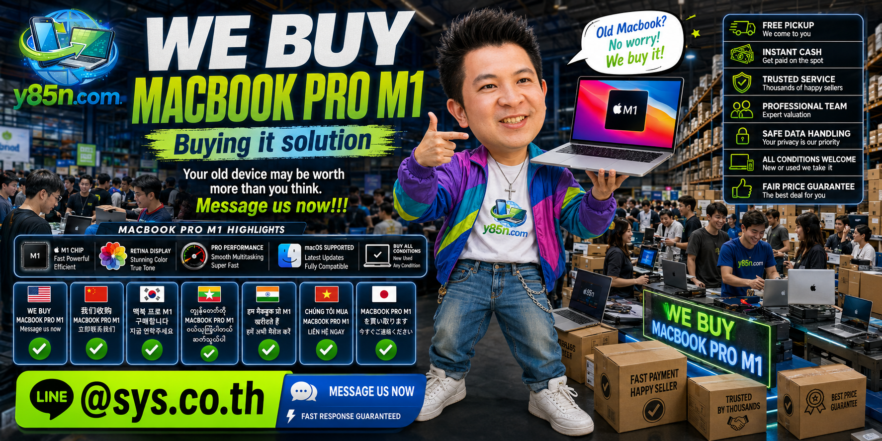 Y85N.com warehouse buying MacBook Pro M1 with international seller support