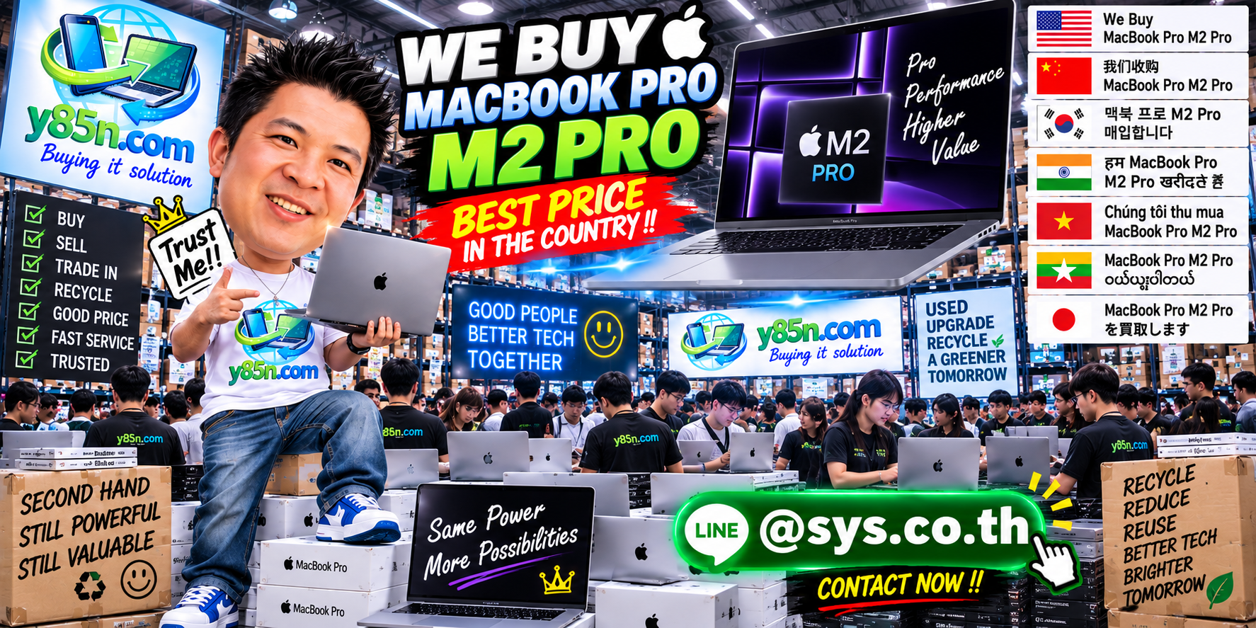 Final Y85N.com warehouse visual for MacBook Pro M2 Max buying