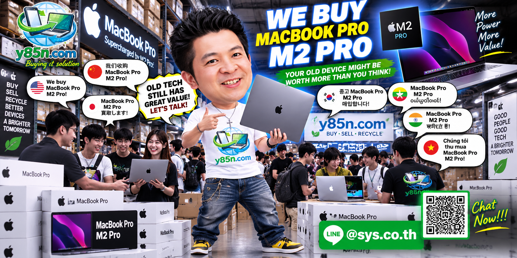 Y85N.com warehouse buying MacBook Pro M2 Max computers in Thailand
