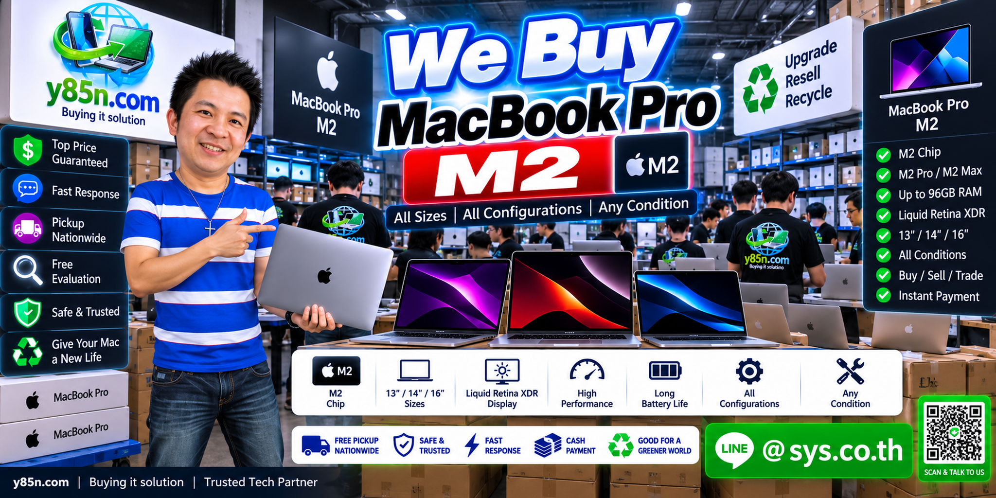 Y85N.com warehouse buying MacBook Pro M2 and related used Apple equipment