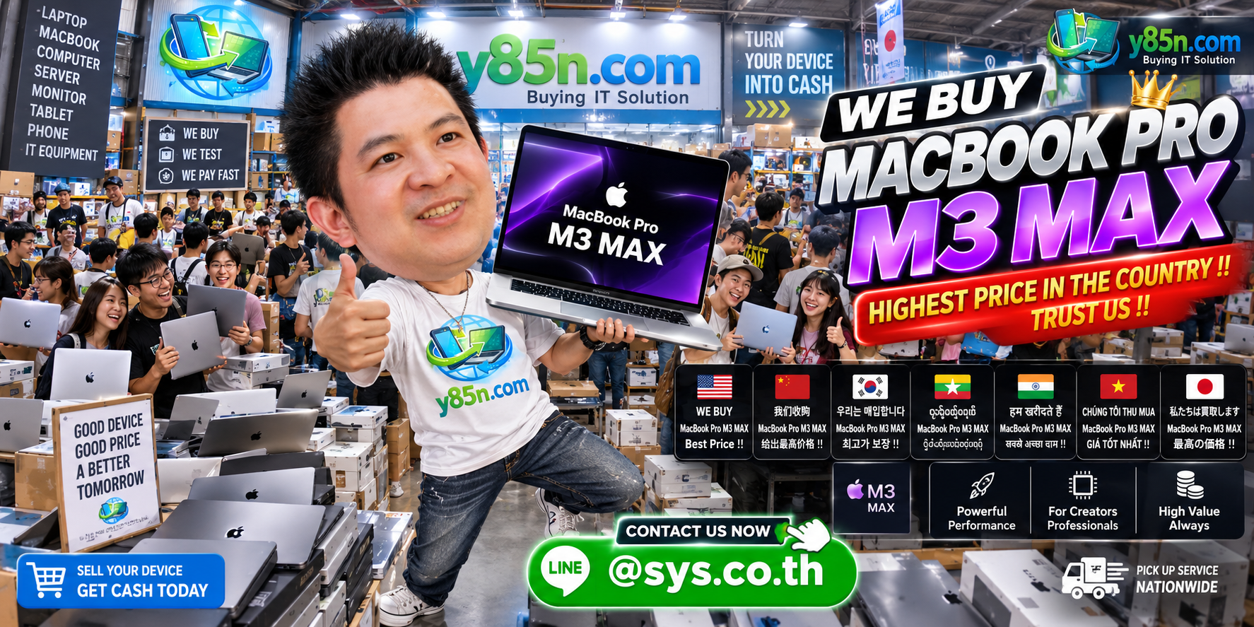 Y85N.com MacBook Pro M3 Max buying warehouse in Thailand