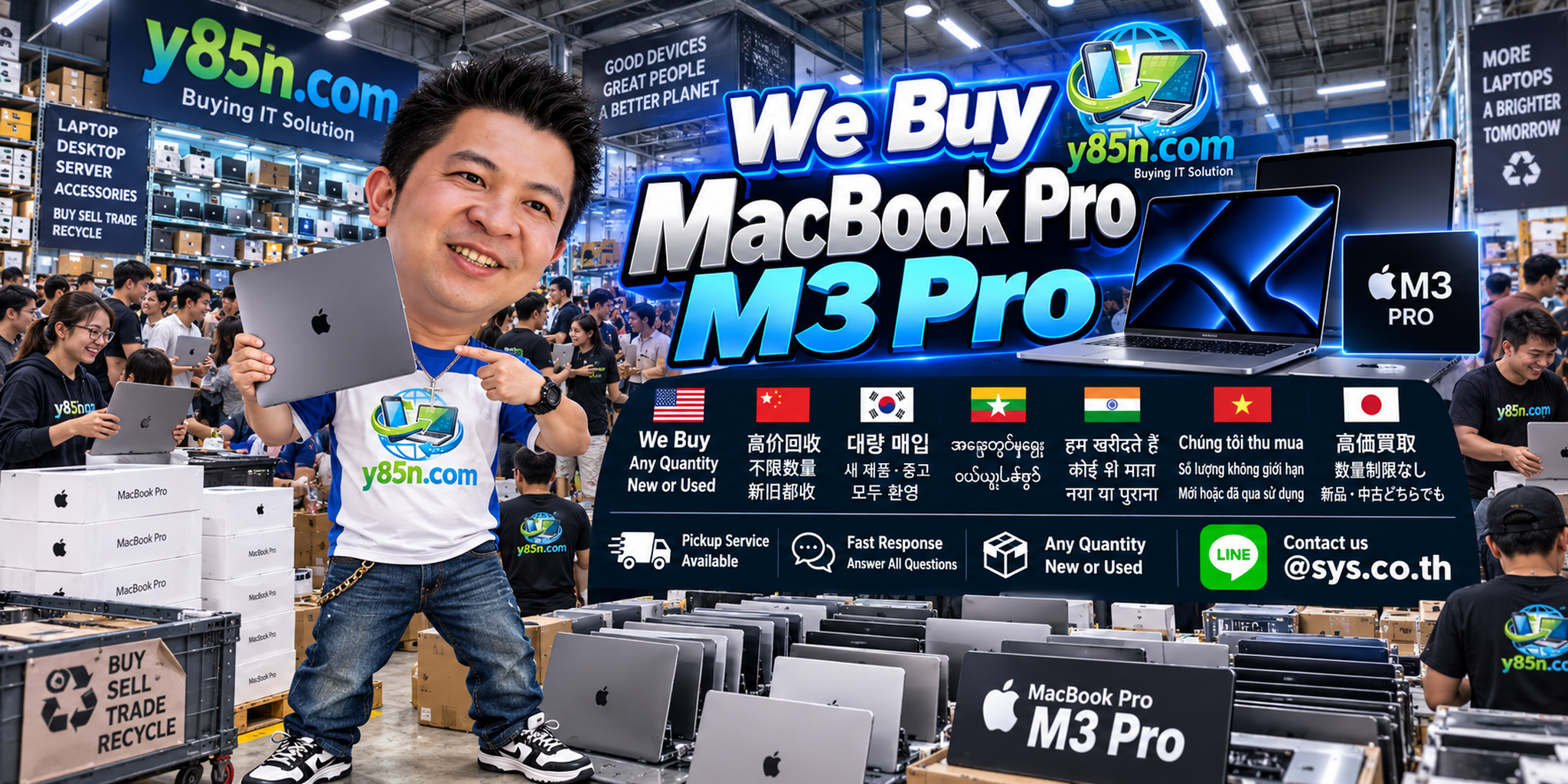 Y85N.com warehouse buying MacBook Pro M3 Pro and related used Apple equipment