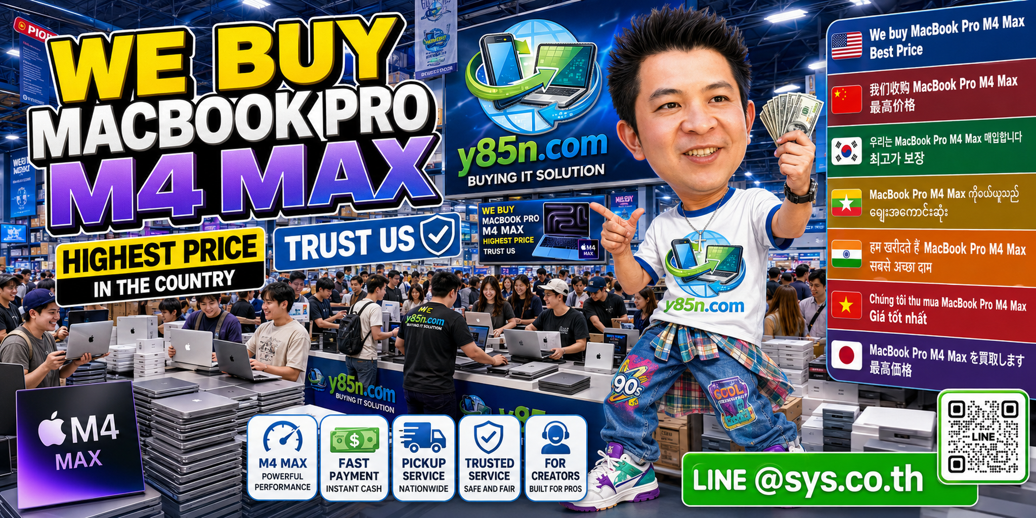 Y85N.com warehouse buying MacBook Pro M4 Max with international seller support in Thailand