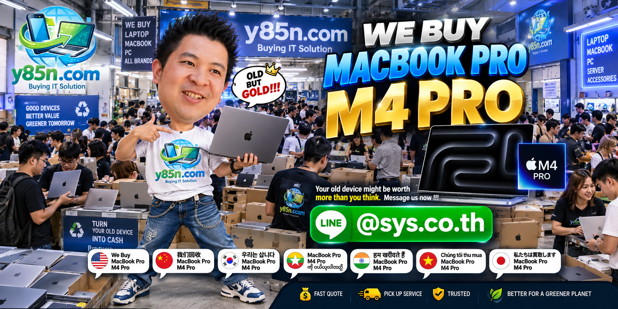Y85N.com warehouse buying MacBook Pro M4 Pro in Thailand