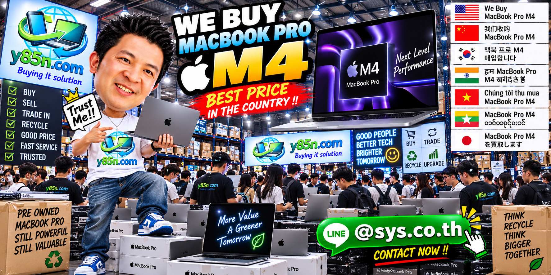 Final Y85N.com warehouse visual for MacBook Pro M4 buying