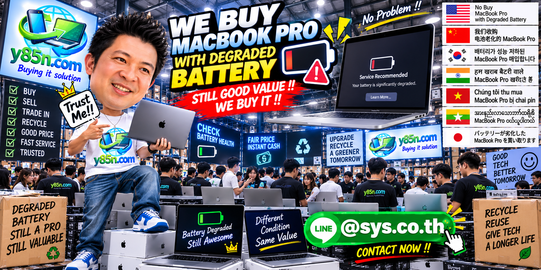 Y85N.com final call to action for MacBook Pro with degraded battery buying in Thailand