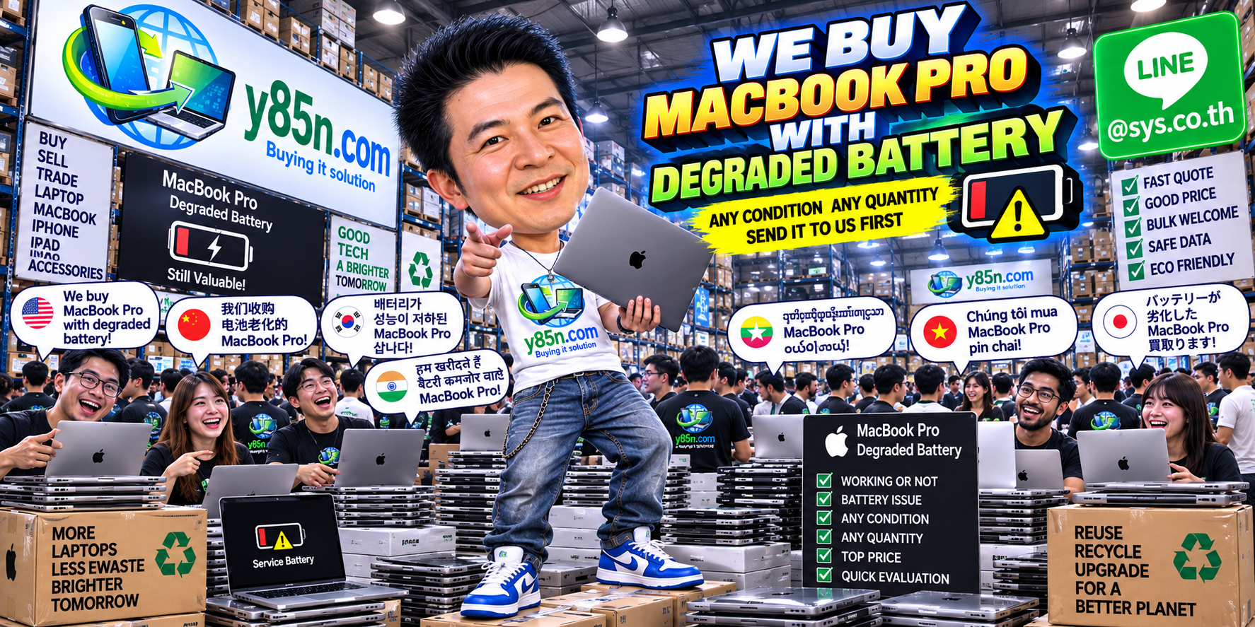 Y85N.com MacBook Pro buying warehouse serving customers in Thailand