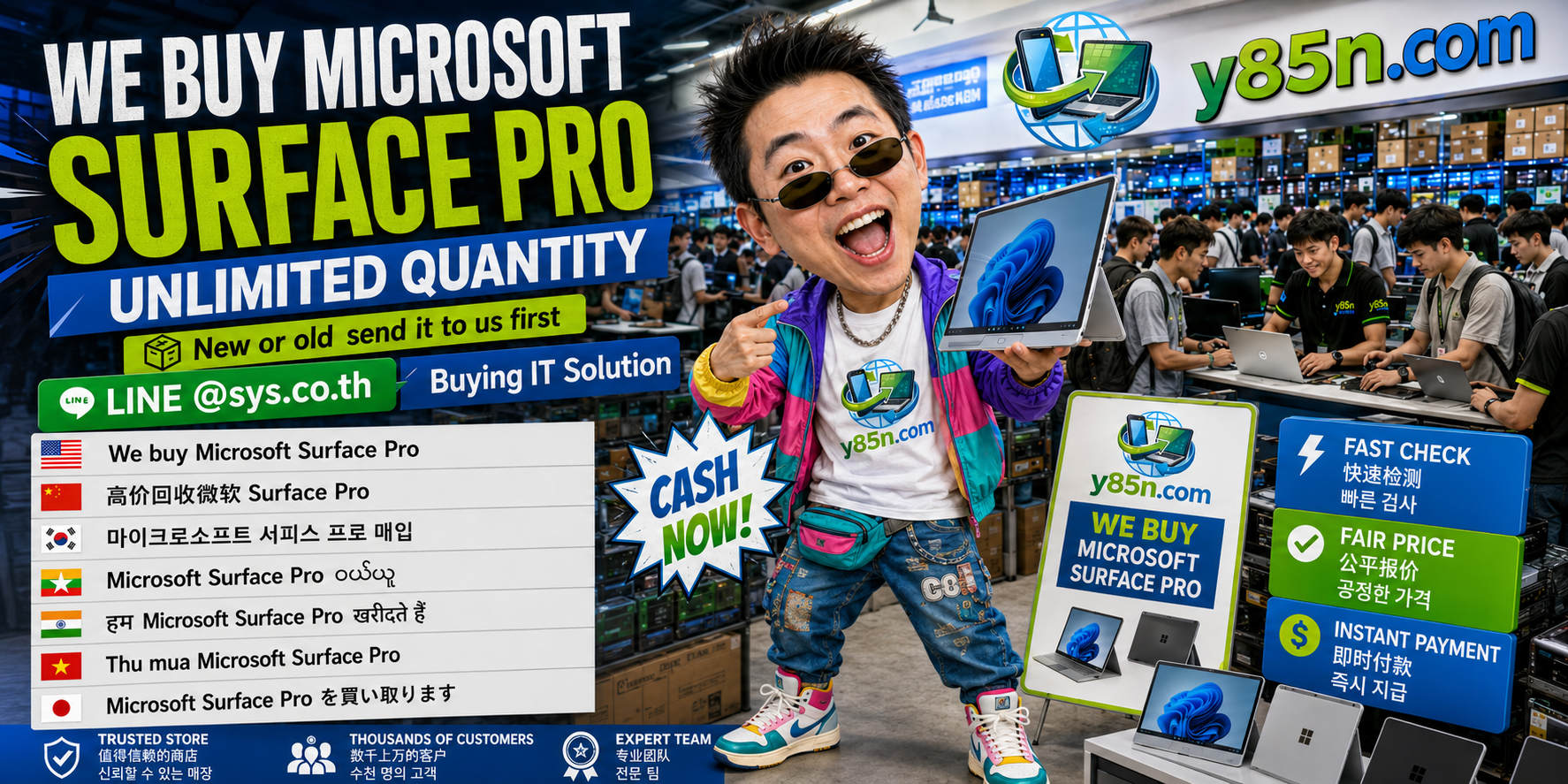 Y85N.com warehouse buying Microsoft Surface Pro devices in Thailand