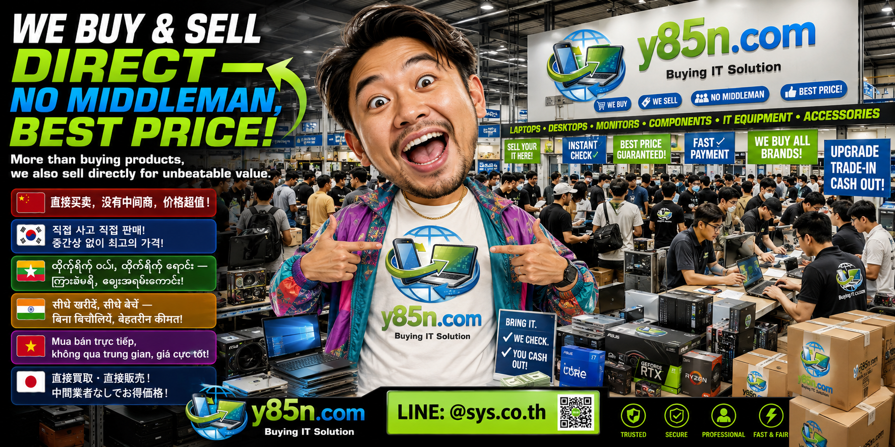 Y85N.com direct buying concept for used and bulk microwave ovens in Thailand