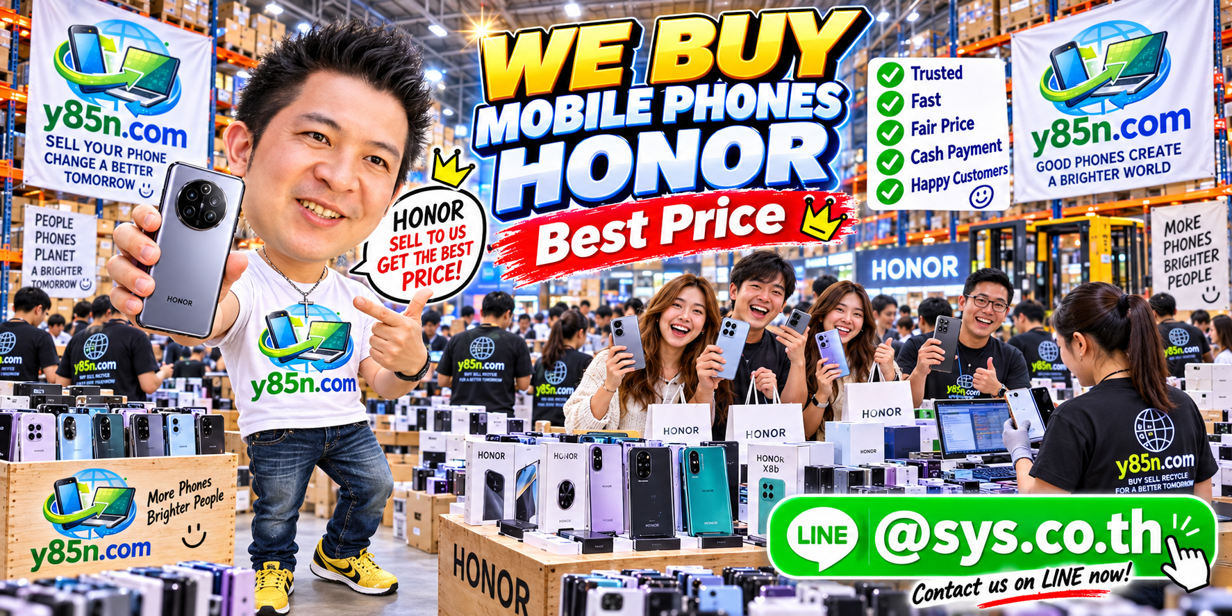 Y85N.com warehouse buying used HONOR phones with international seller support