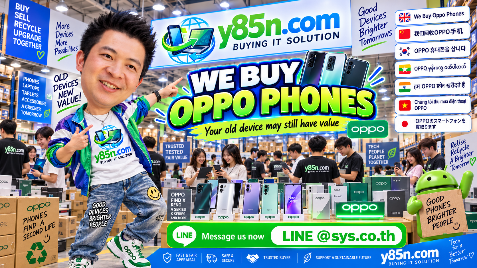 Busy Y85N.com warehouse buying OPPO mobile phones in Thailand