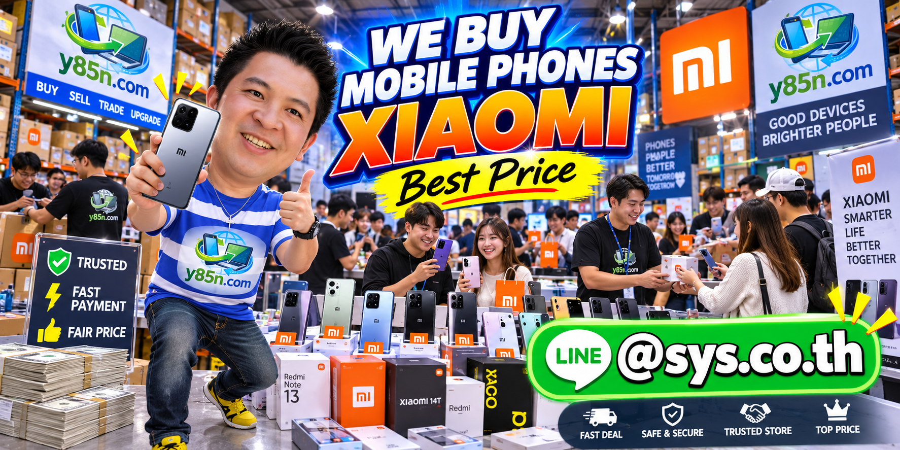 Y85N.com warehouse buying used Xiaomi mobile phones with international seller support