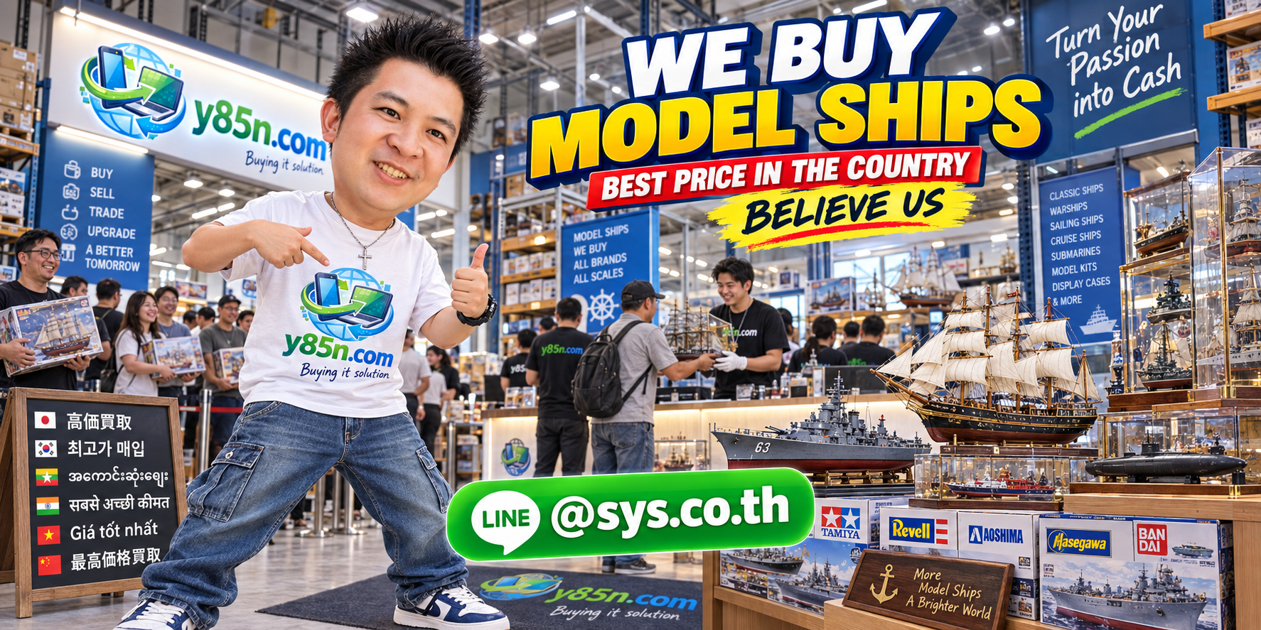 Y85N.com warehouse buying used old collectible wooden and bulk model ships