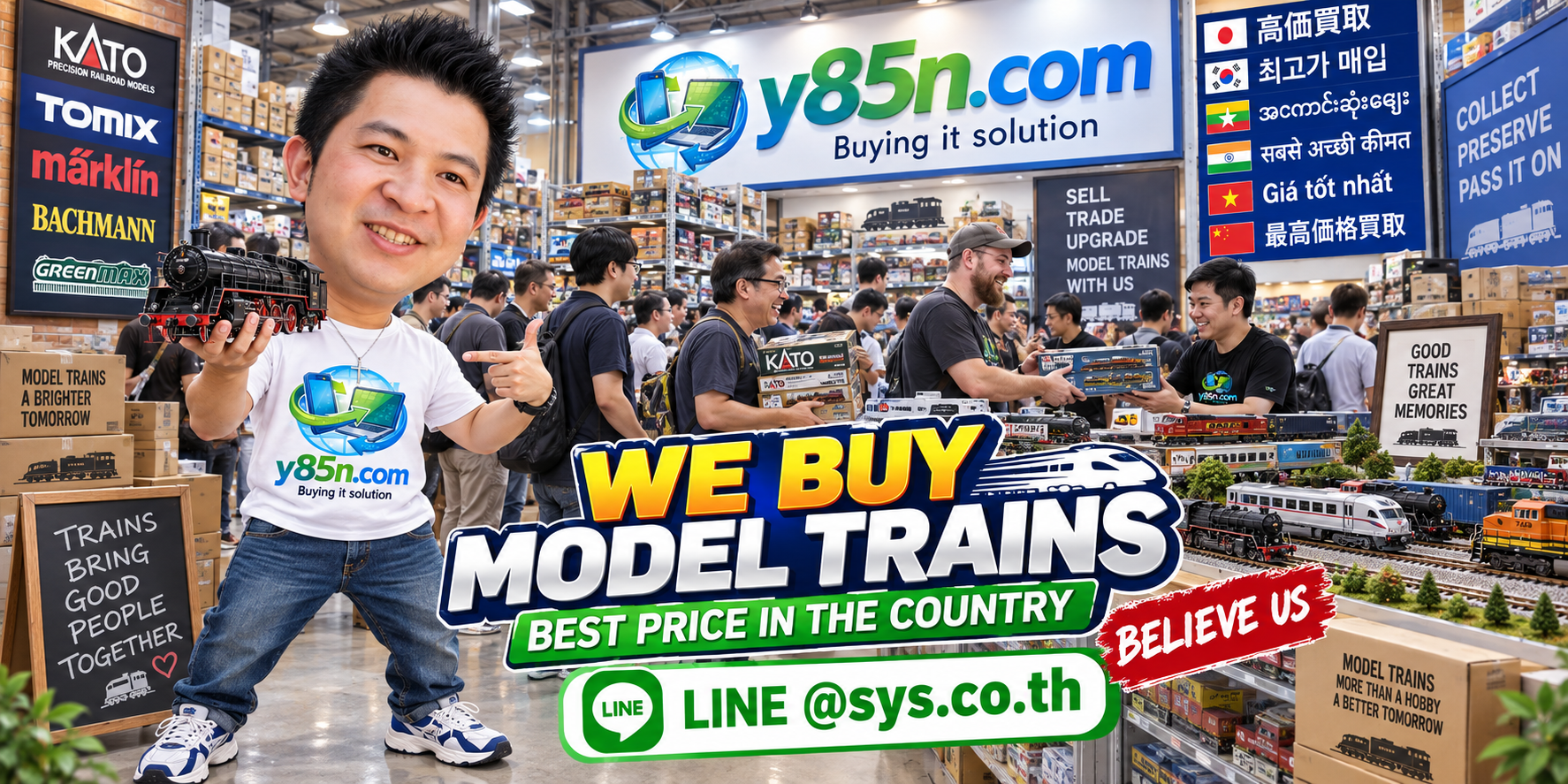 Y85N.com buying used old and collectible model trains with international seller support