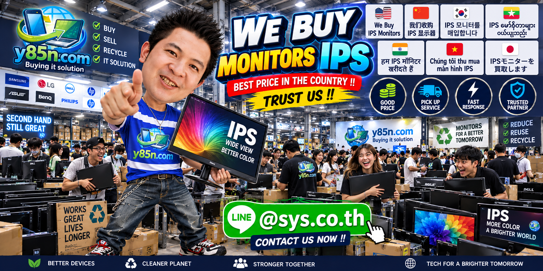 Busy Y85N.com warehouse buying IPS monitors in Thailand