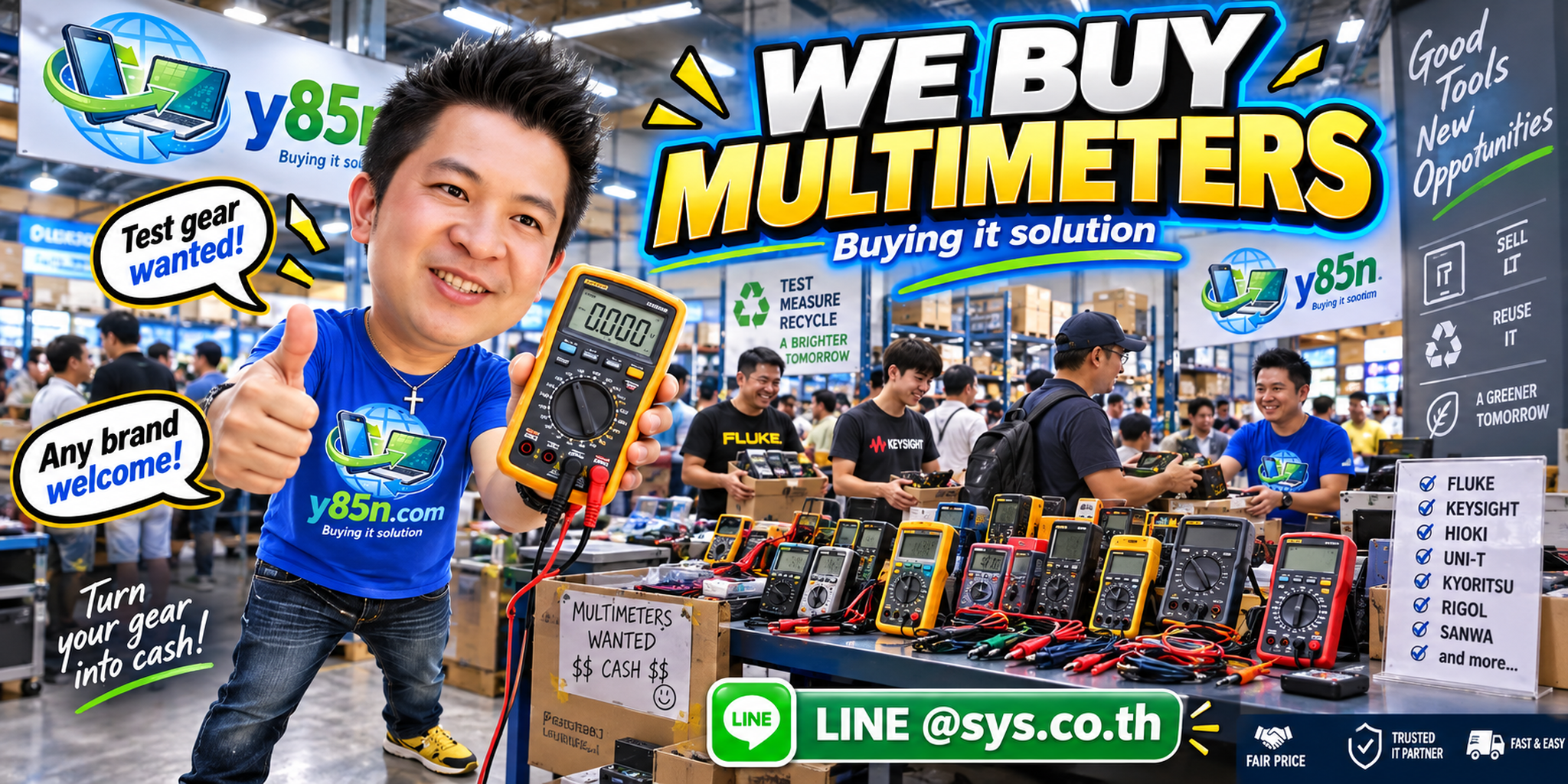 Busy Y85N.com warehouse buying professional multimeters and electrical test equipment in Thailand
