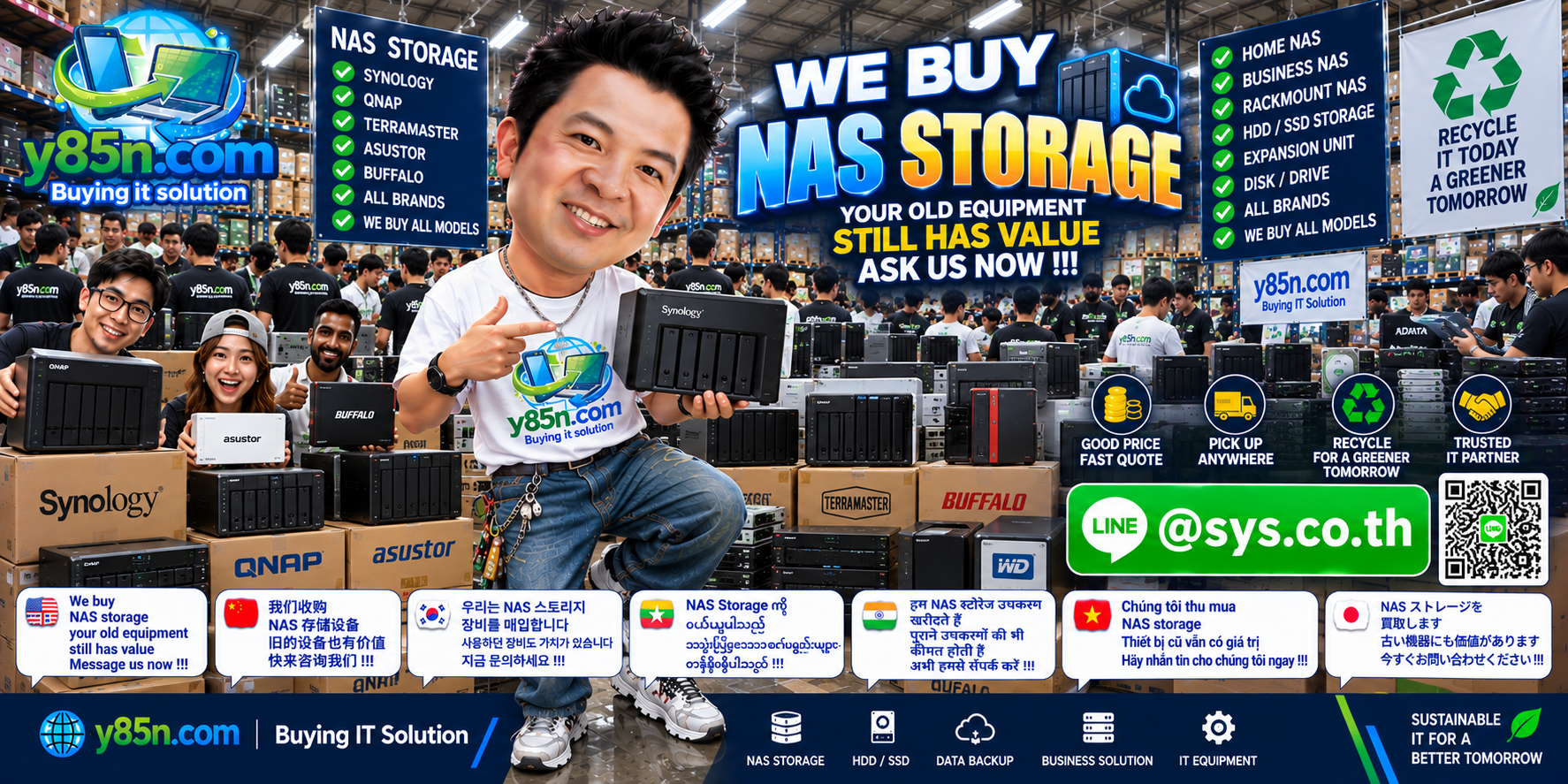 Busy Y85N.com warehouse buying NAS Storage in Thailand
