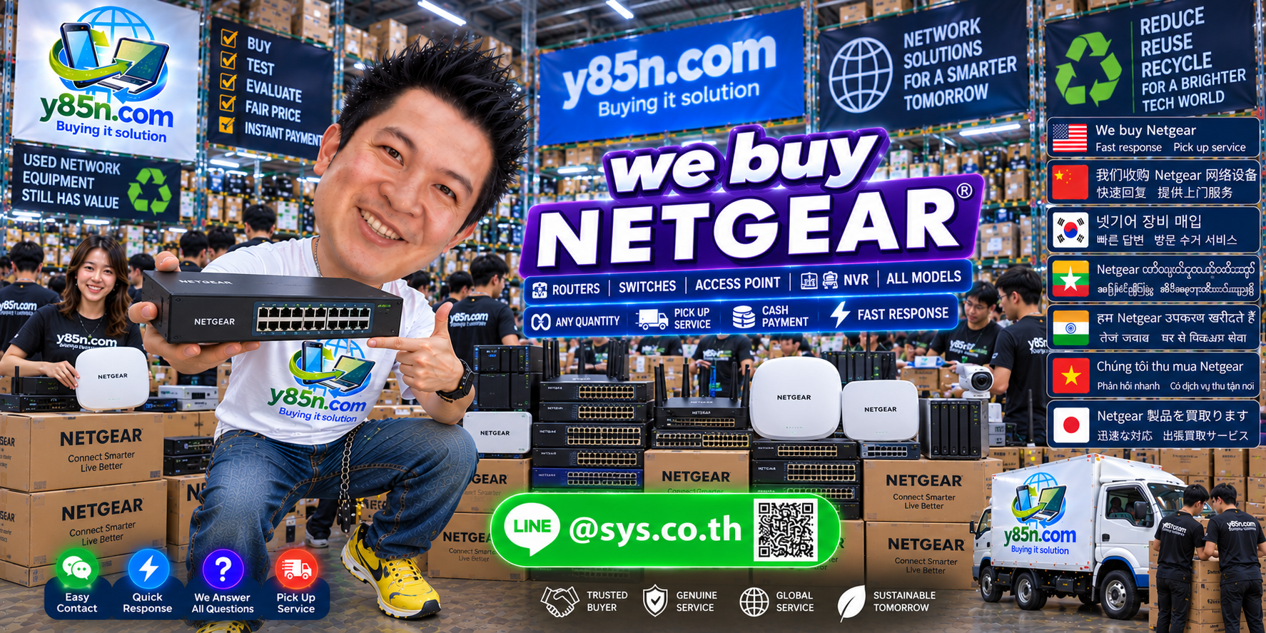 Contact Y85N.com for Netgear network equipment evaluation via LINE at sys.co.th