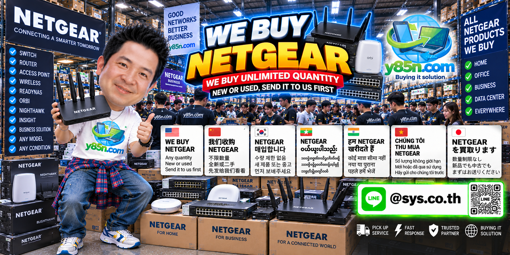 Y85N.com Netgear network equipment buying warehouse with switches access points and routers