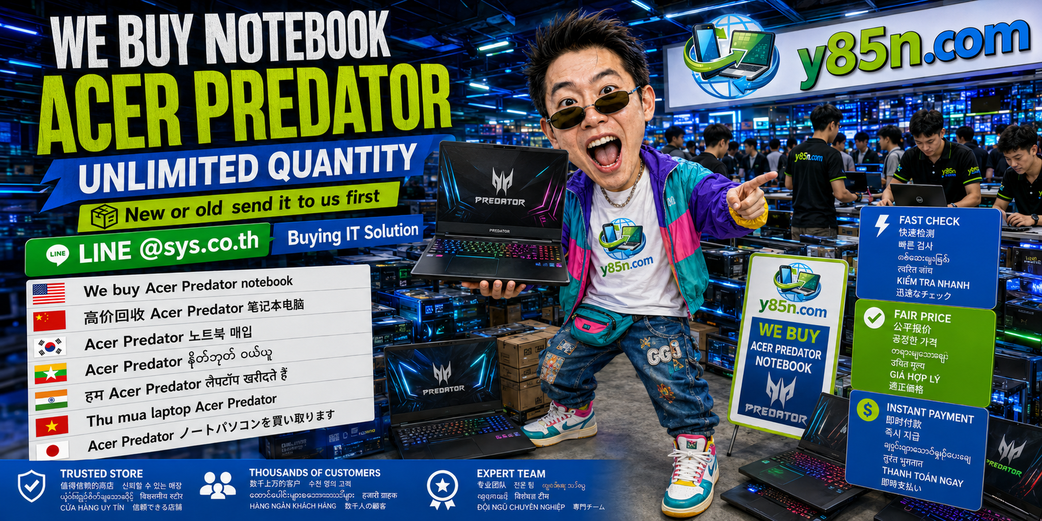 Y85N.com warehouse buying Acer Predator notebooks with international seller support in Thailand